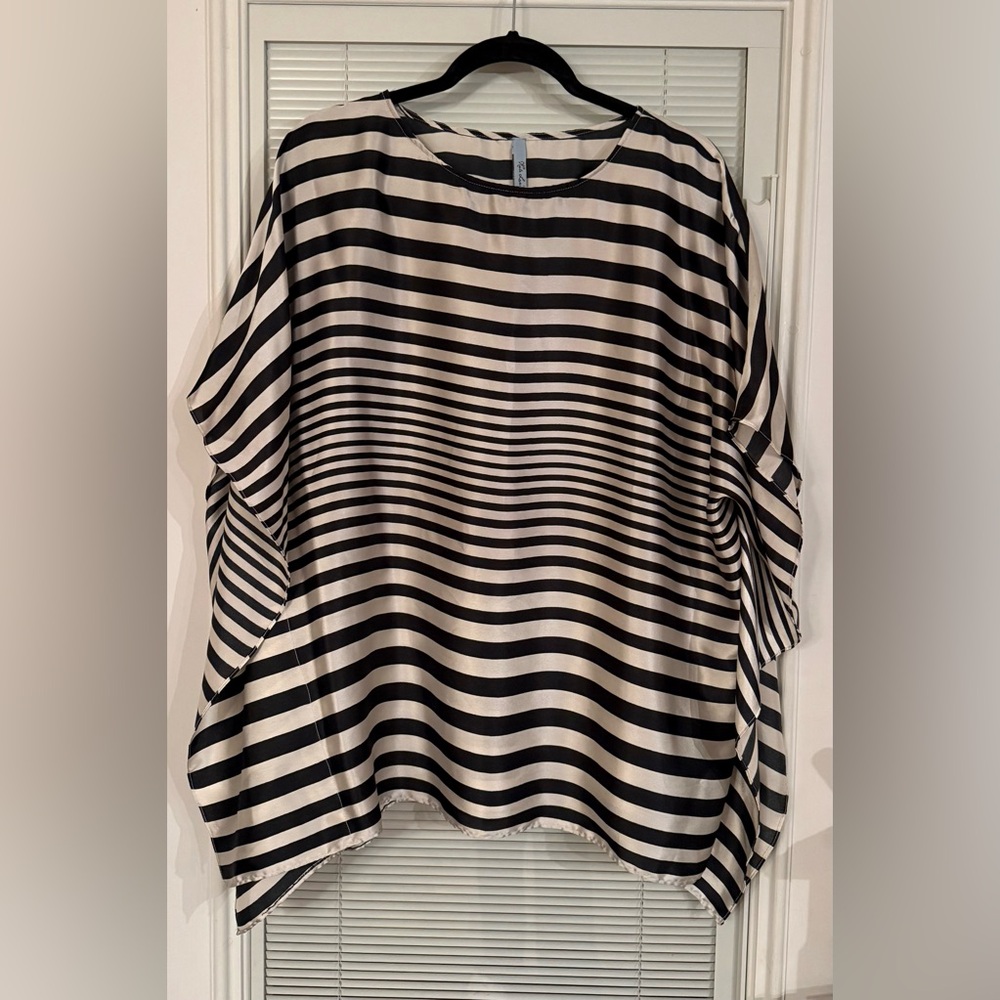 Kate Landry Silky Striped Poncho Large